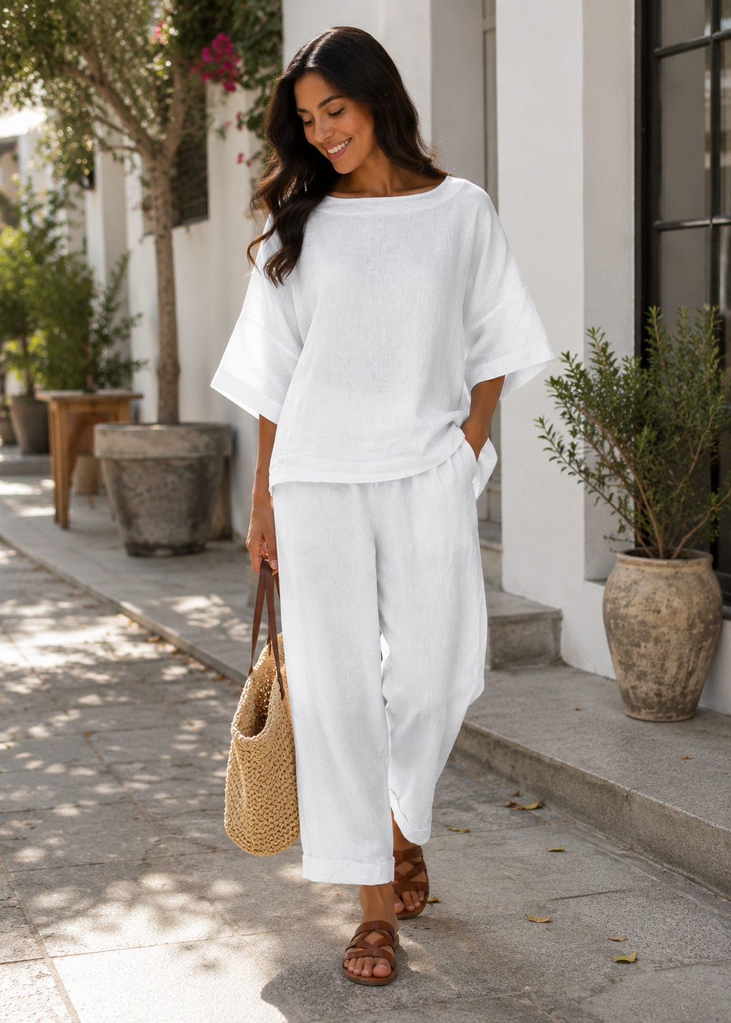 Raina Short-Sleeve Top & Trouser Set