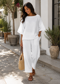 Raina Short-Sleeve Top & Trouser Set
