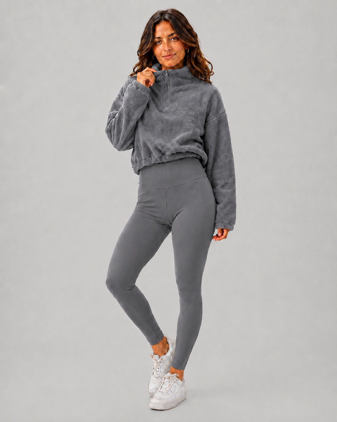 Meriette Fleece Hoodie, Tank & Legging Three-Piece Set