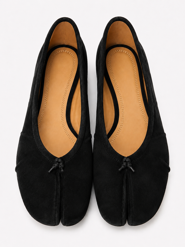 Noelle Split-Toe Leather Ballet Flats