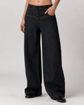 Neriara Lace-Patchwork Low-Waist Wide-Leg Jeans