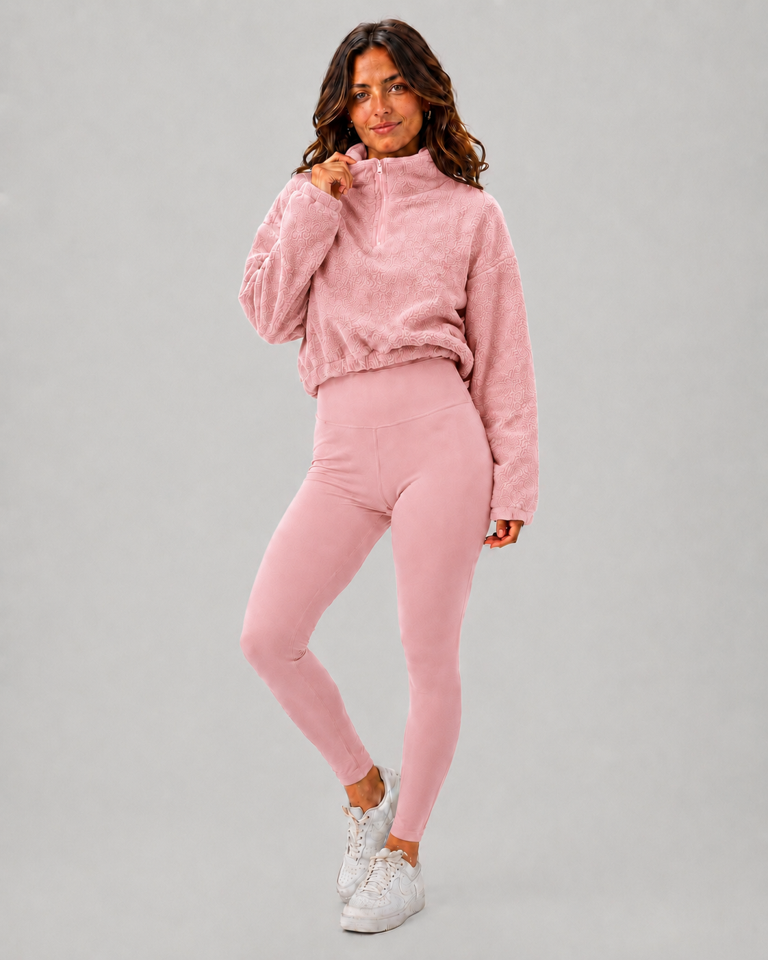 Meriette Fleece Hoodie, Tank & Legging Three-Piece Set