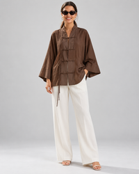Aria Sheer Button-Up Blouse