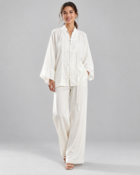 Aria Sheer Button-Up Blouse