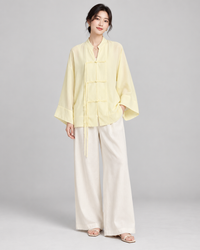 Aria Sheer Button-Up Blouse