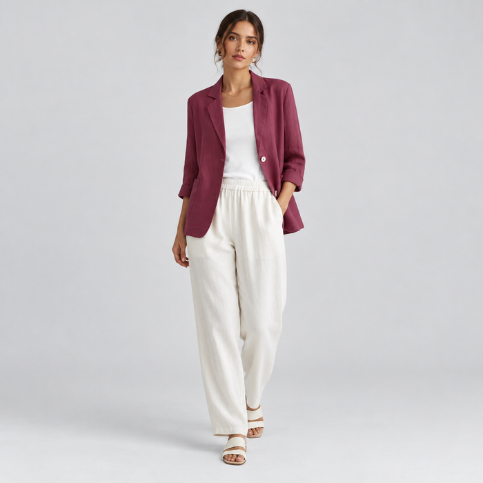 Asta Tailored Two-Button Linen-Blend Blazer