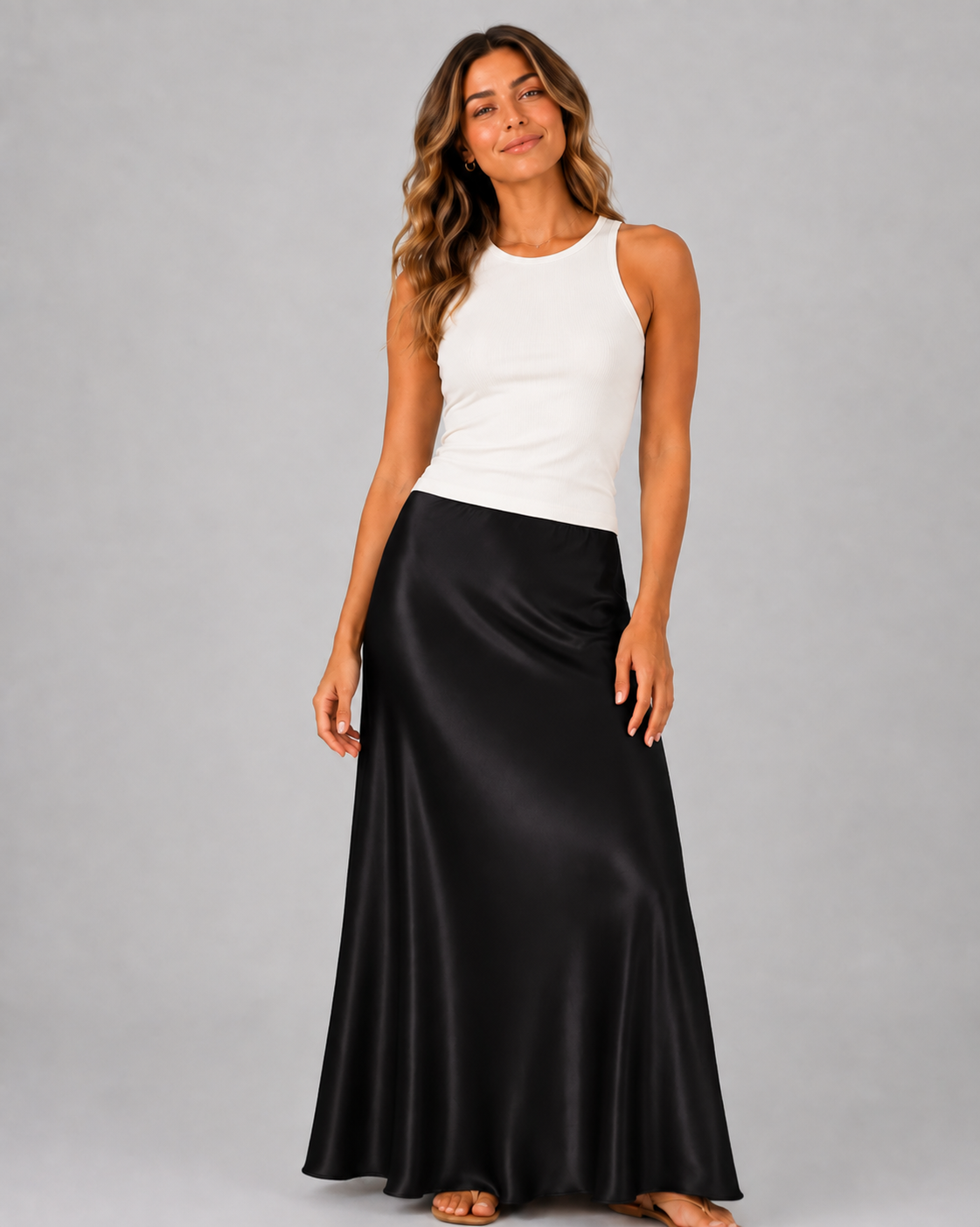 Clara Satin Midi Skirt