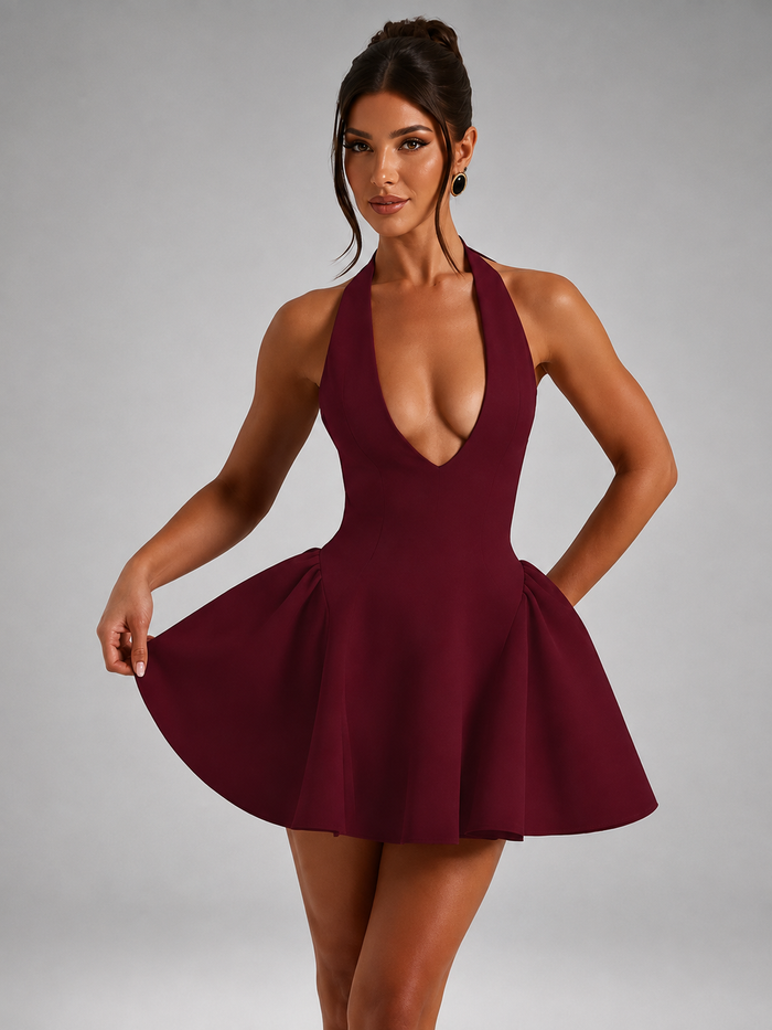 Millie Off-Shoulder Backless A-Line Mini Dress