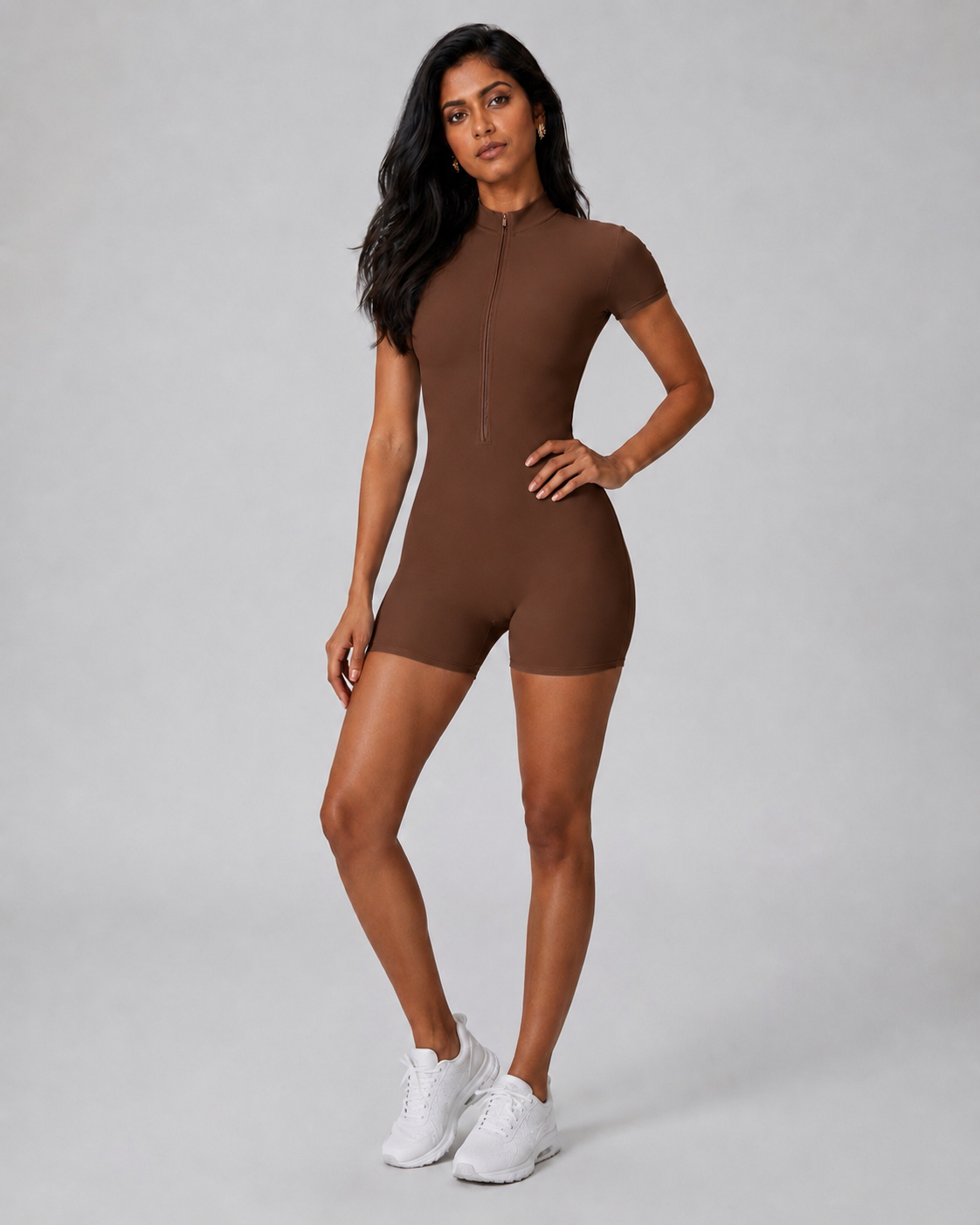 Neriette Short-Sleeve Zip Yoga Unitard