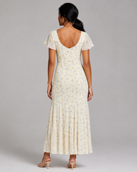 Tamsin Printed V-Neck Fishtail Maxi Dress