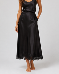 Natalia Satin-Look Lace-Patchwork Midi Skirt
