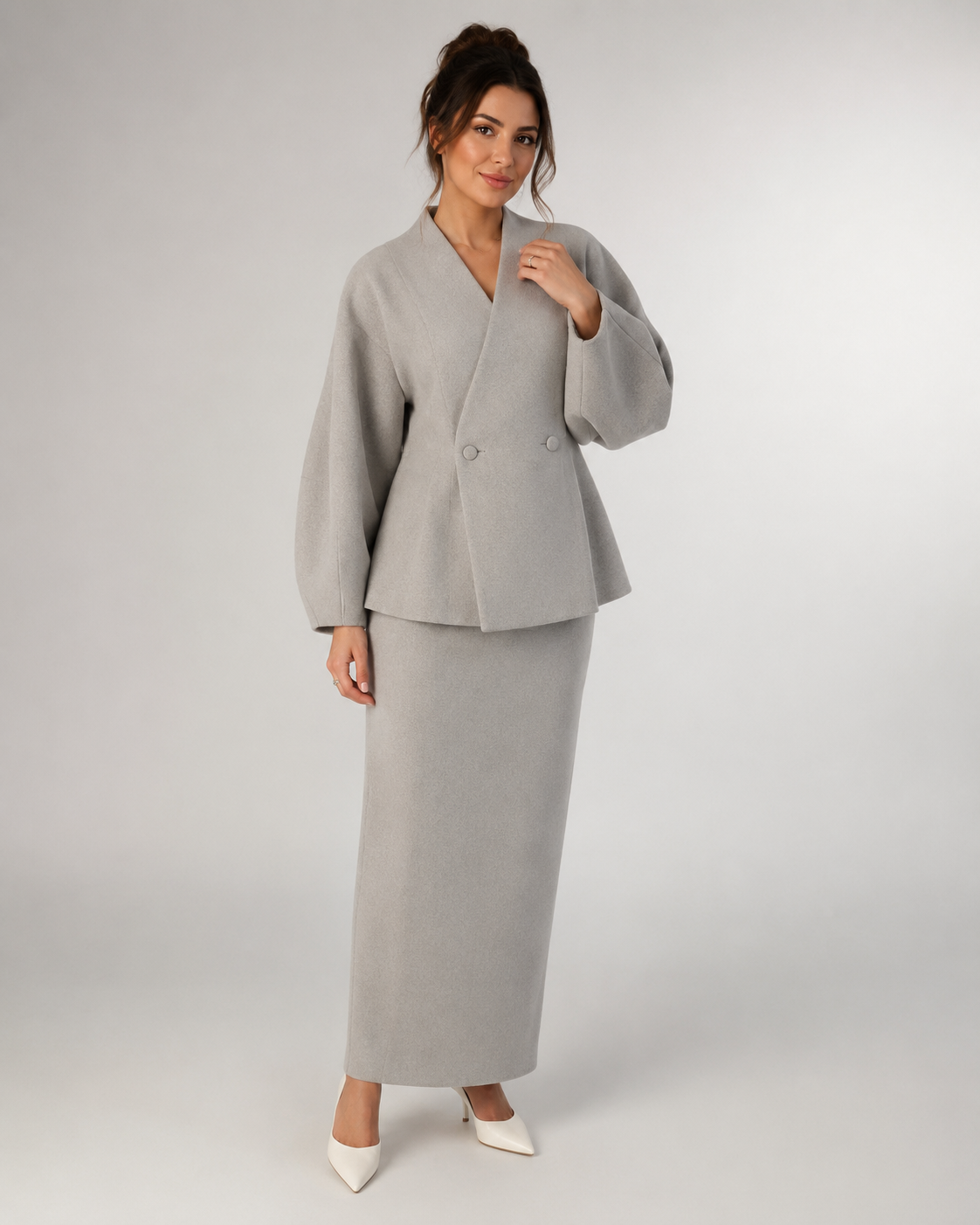 Brielle Puff-Sleeve Blazer & Skirt Set