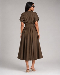 Faye Button-Front V-Neck Maxi Dress