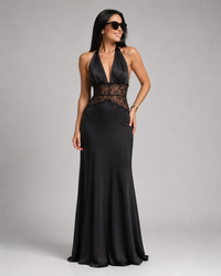 Jessamine Lace Halter-Neck Maxi Dress