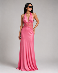 Jessamine Lace Halter-Neck Maxi Dress