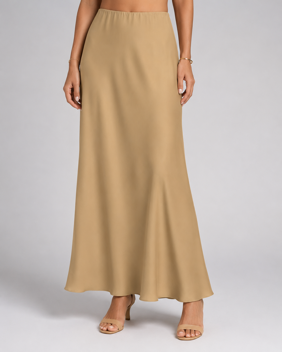 Marina Satin-Look High-Waist Midi Skirt