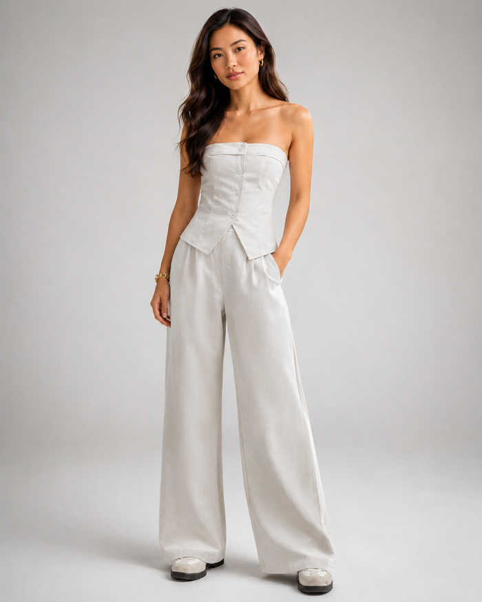 Katia Bandeau Top & Wide-Leg Trouser Set