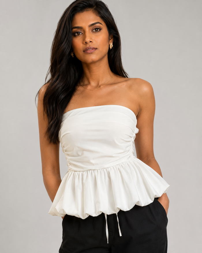 Fiorenza Pleated Strapless Tube Top
