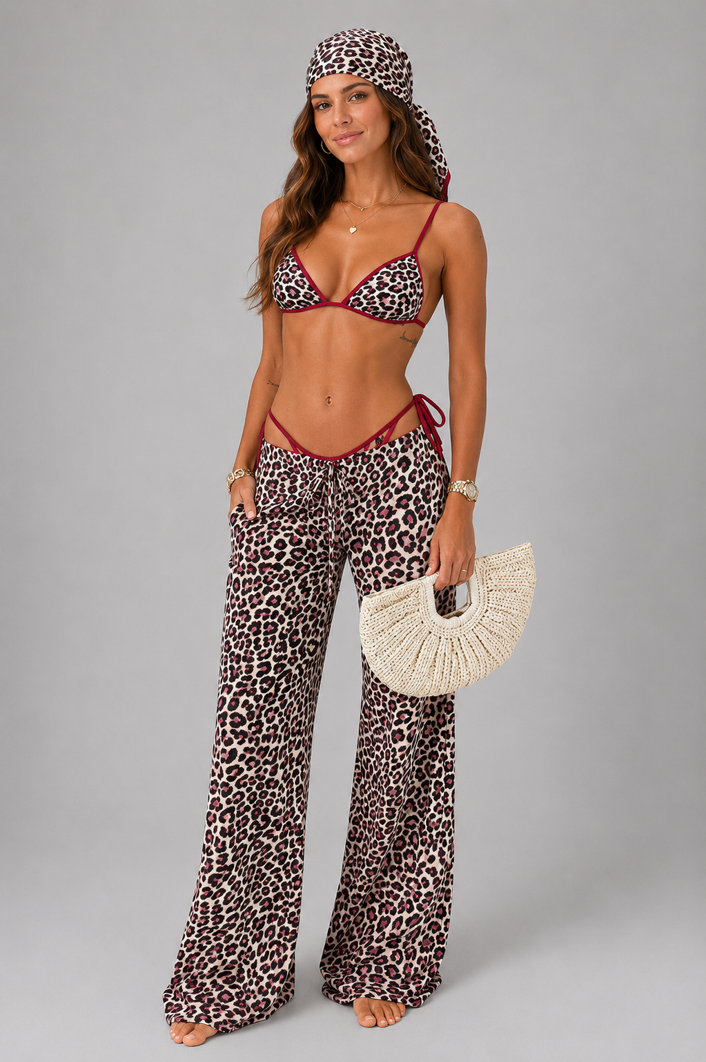 Fiora Printed Bikini & Cover-Up Three-Piece Set