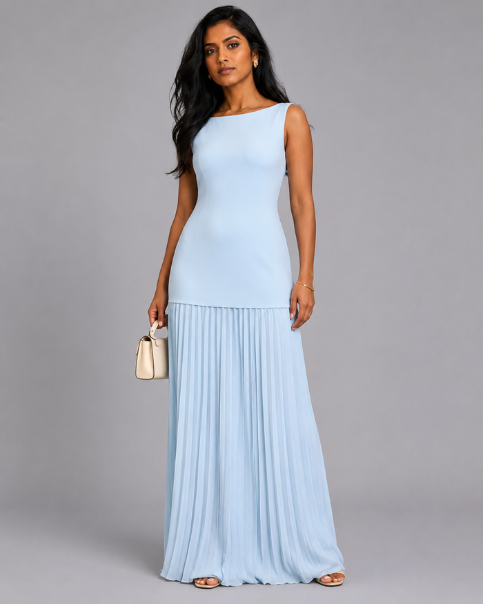 Artemisia Pleated Sleeveless Evening Dress Set
