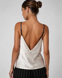 Evadne Lace-Patchwork Deep V-Neck Crop Top