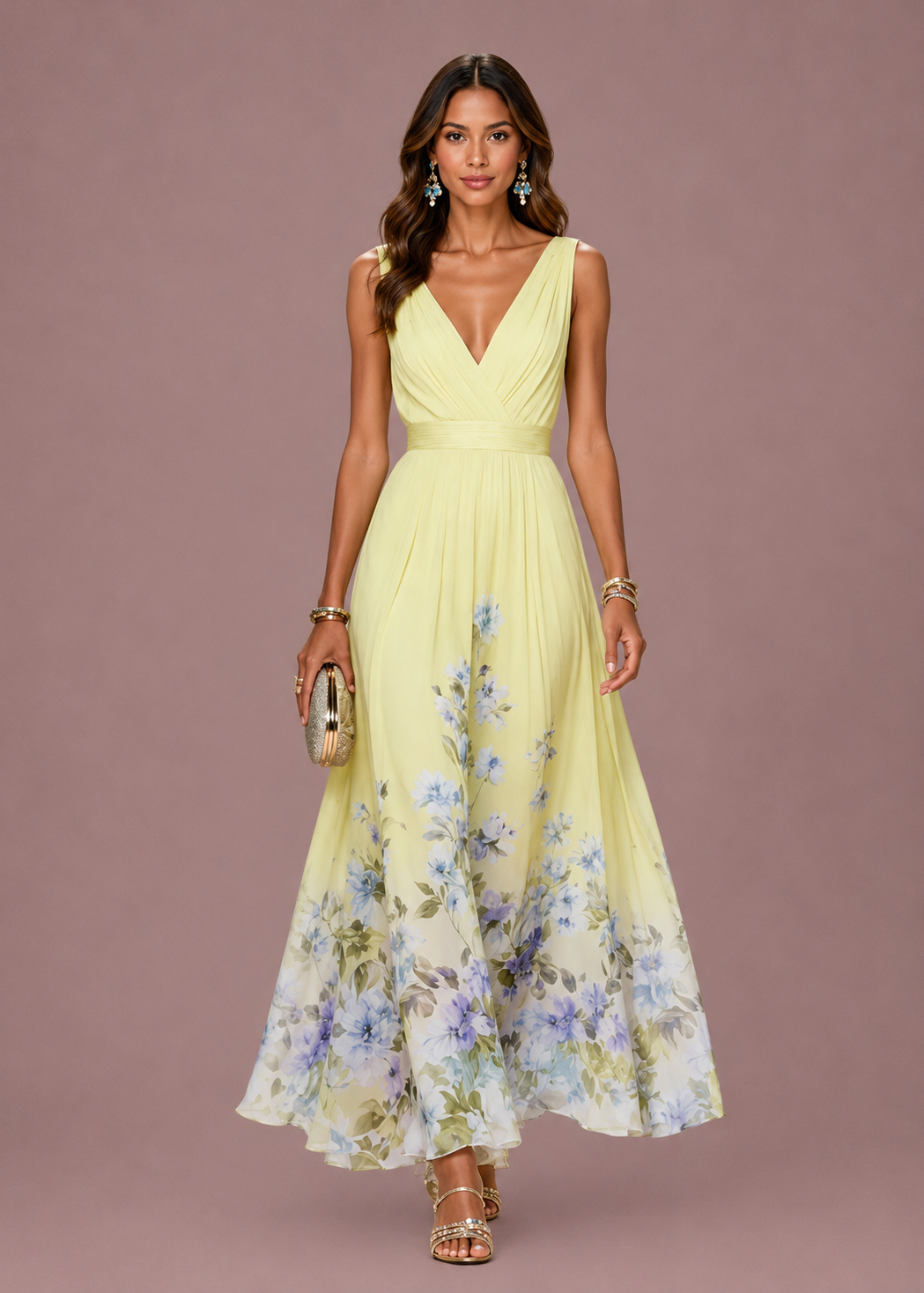 Vivienne Floral V-Neck Wedding Guest Maxi Dress - product image 4