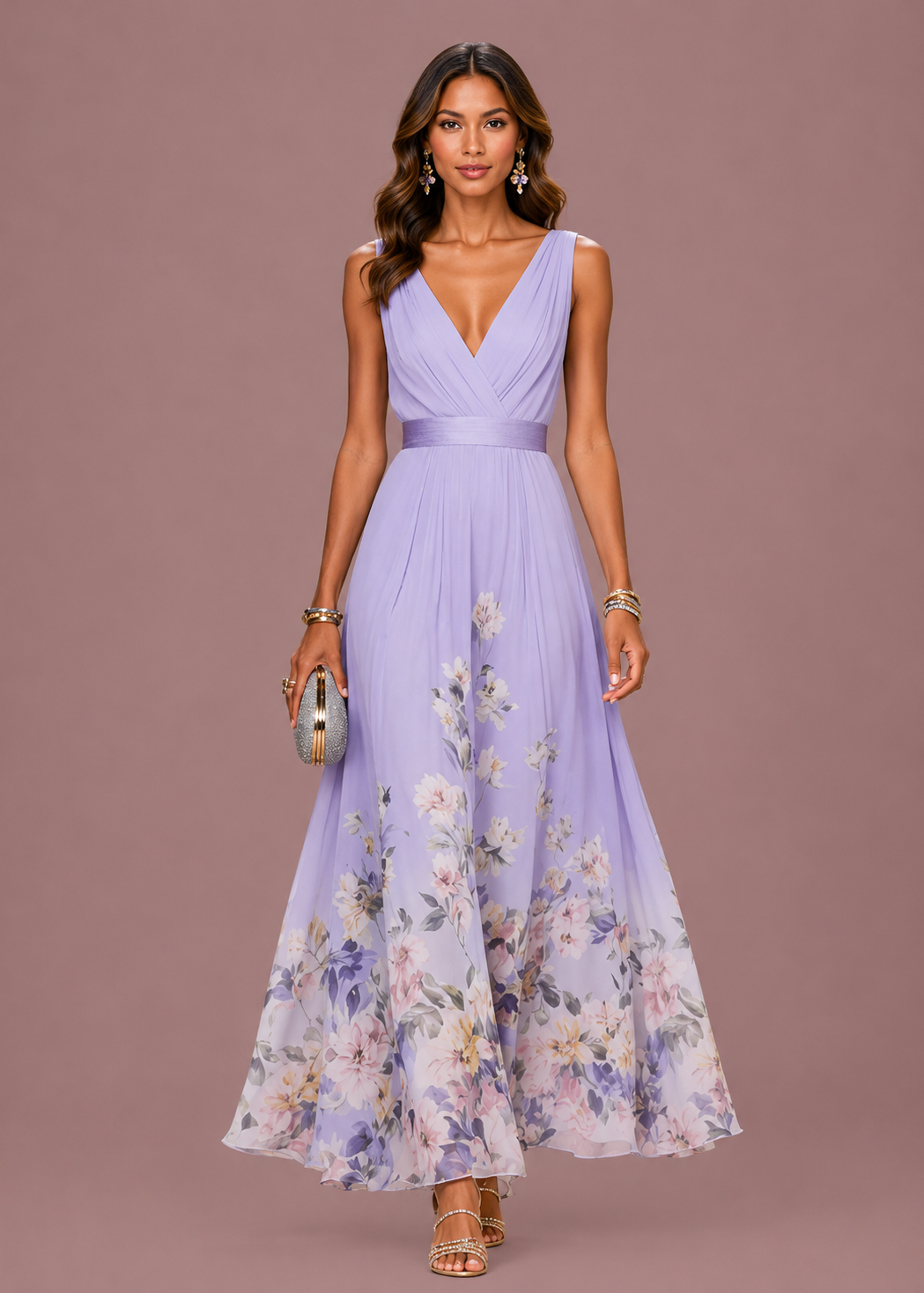 Vivienne Floral V-Neck Wedding Guest Maxi Dress - product image 7
