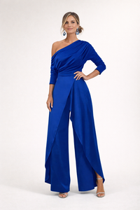 Paula One-Shoulder Wide-Leg Jumpsuit in Blue – product image 6