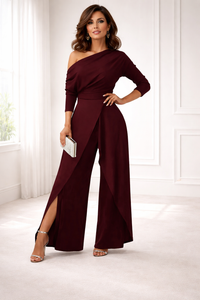 Paula One-Shoulder Wide-Leg Jumpsuit in Red – product image 4