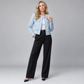 Corinne Gold-Button Cropped Tweed-Look Blazer