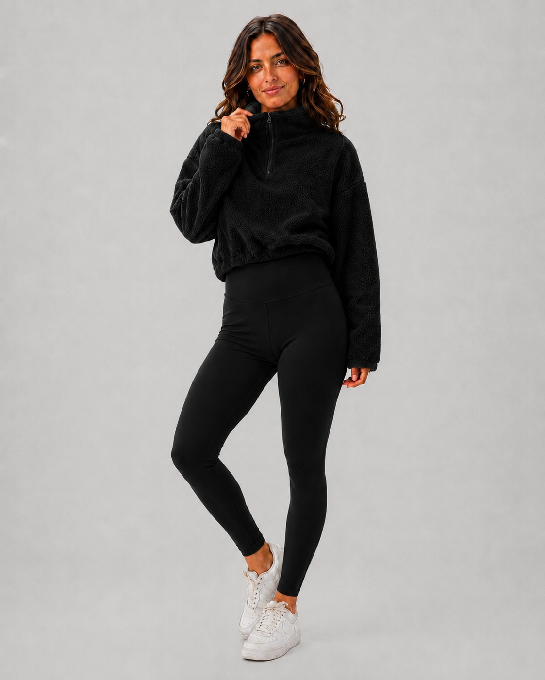 Meriette Fleece Hoodie, Tank & Legging Three-Piece Set