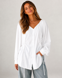 Eloise V-Neck Lace-Up Blouse
