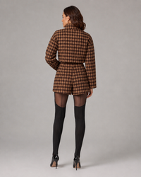 Oriissa Plaid Zip Jacket & High-Waist Shorts Set