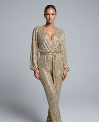 Aubrey Long-Sleeve Sequin Wide-Leg Jumpsuit – product image 4