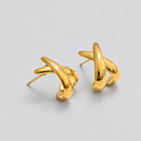 Fern X-Shape 18K PVD Stud Earrings