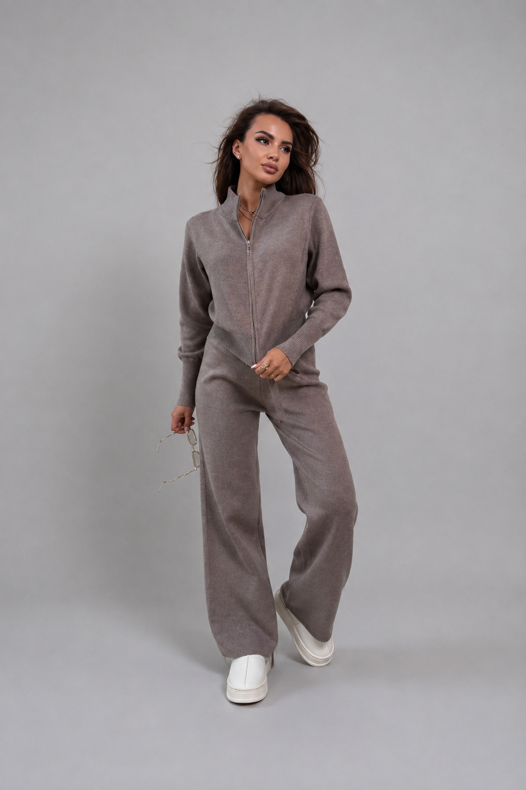 Evie Zip Cardigan & Knit Trouser Set