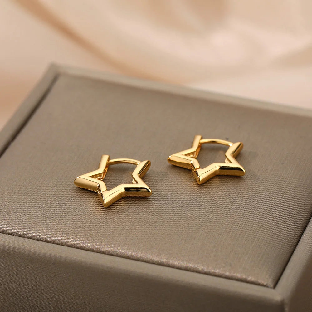 Lumi Geometric Star Stud Earrings - Silver