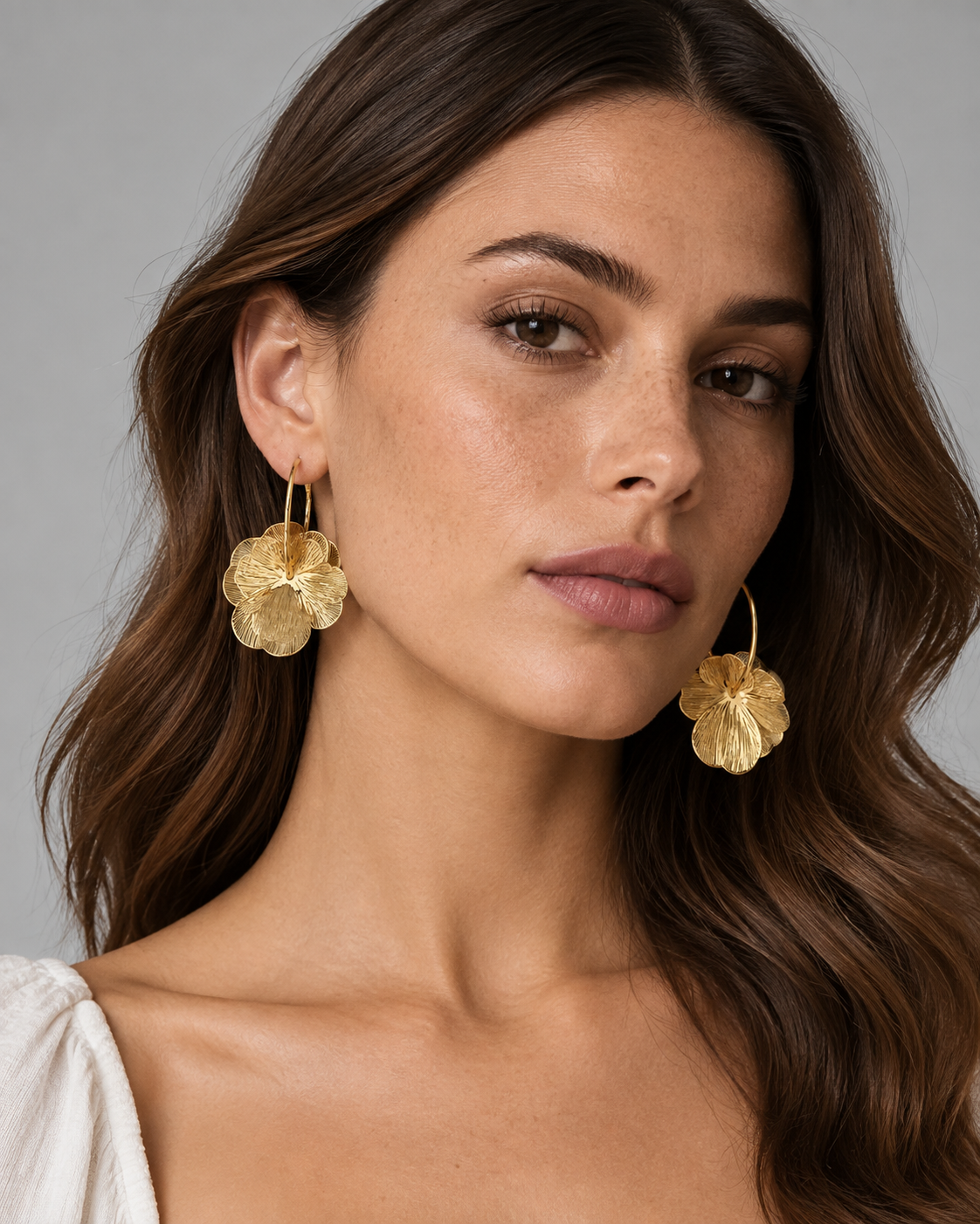 Jocelyn Double-Layer Flower Hoop Earrings