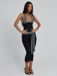 Pavelle Striped Halter Capri Jumpsuit - Black - product image 8