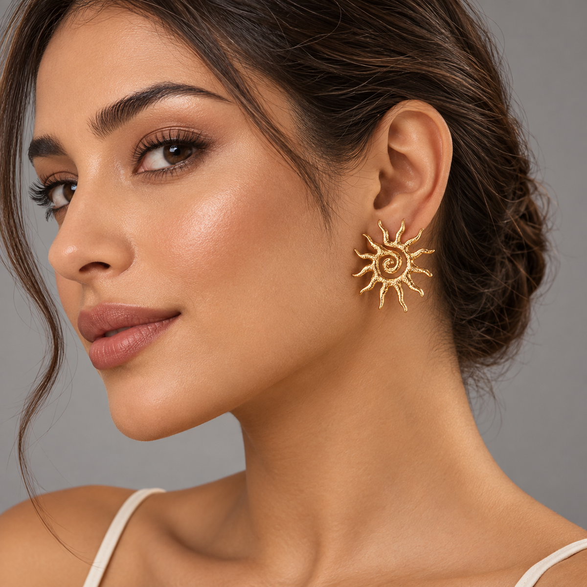 Marigold Sunburst Geometric Stud Earrings