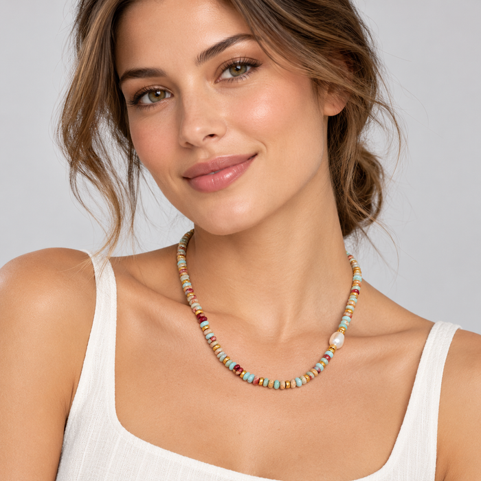 Noemie Freshwater Pearl & Natural-Stone Necklace