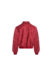 Noravie Oversized Zip-Front Bomber Jacket - Red - view 8
