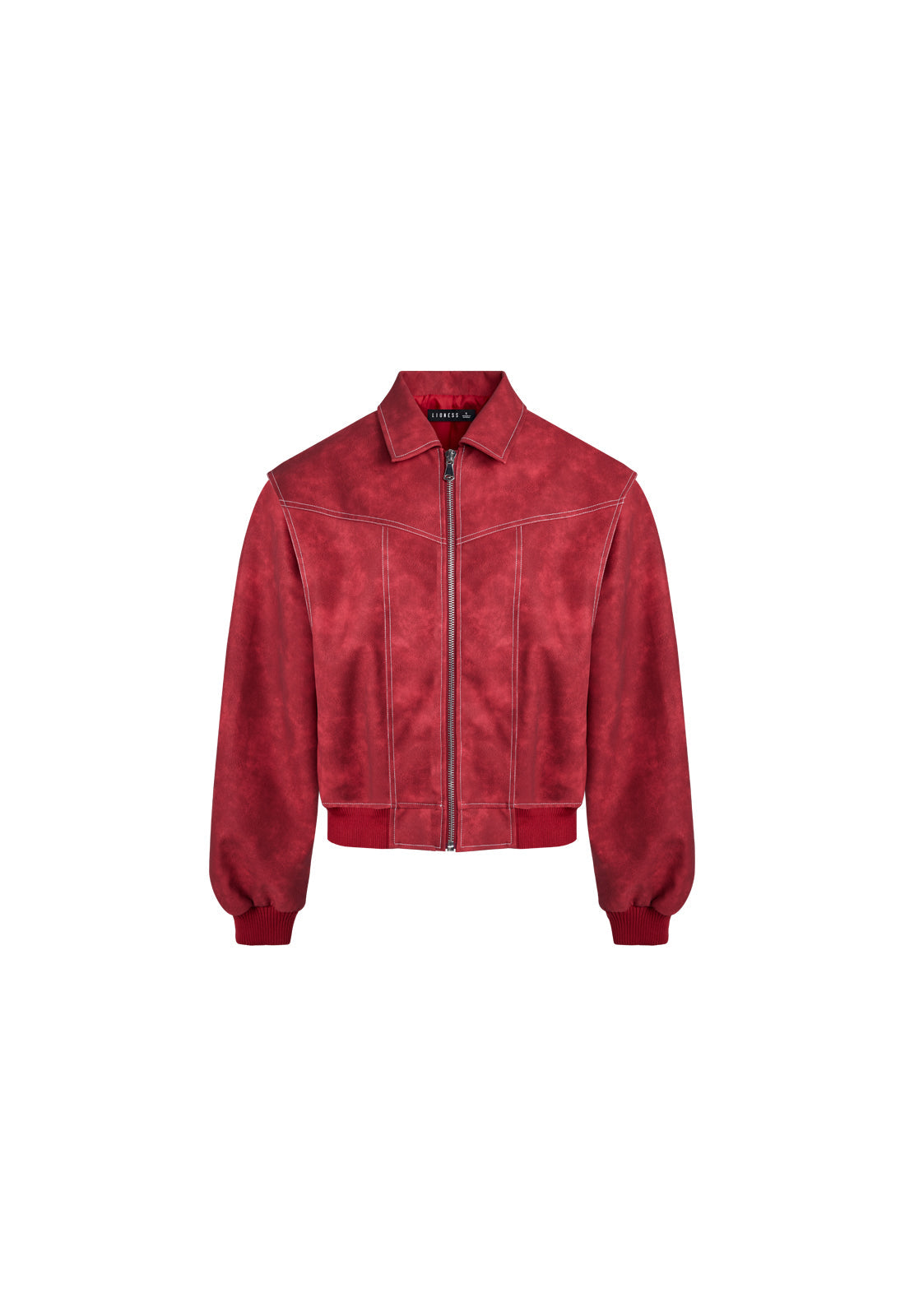 Noravie Oversized Zip-Front Bomber Jacket - Red - view 7