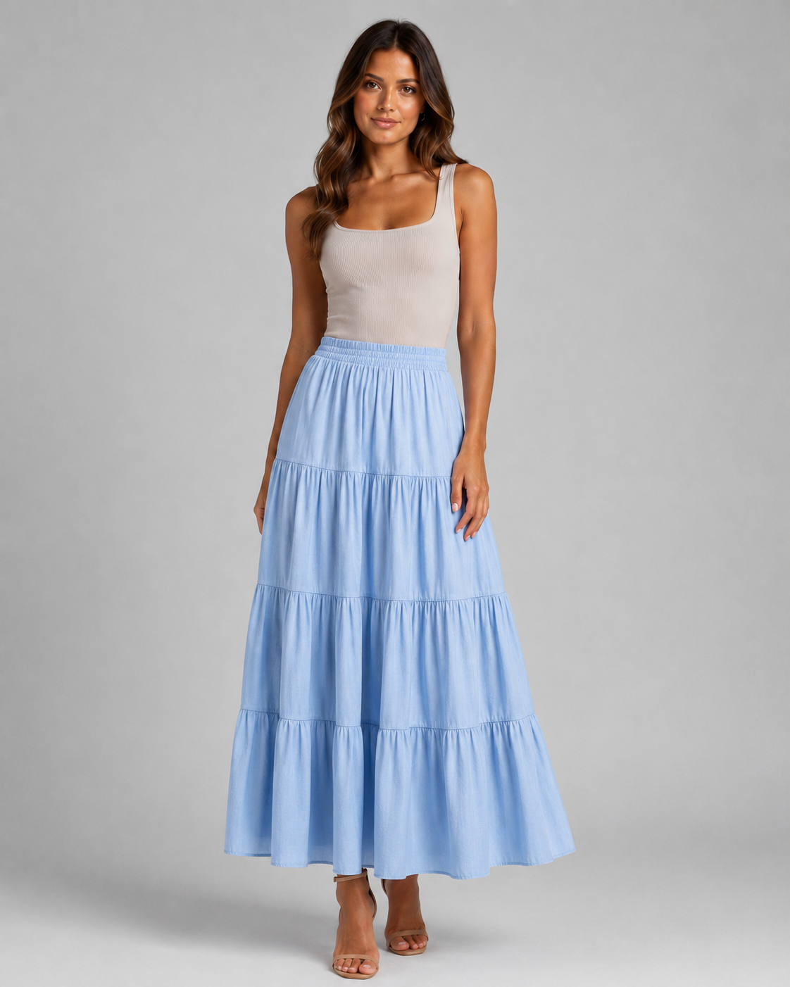 Paloma High-Waist Pleated A-Line Midi Skirt