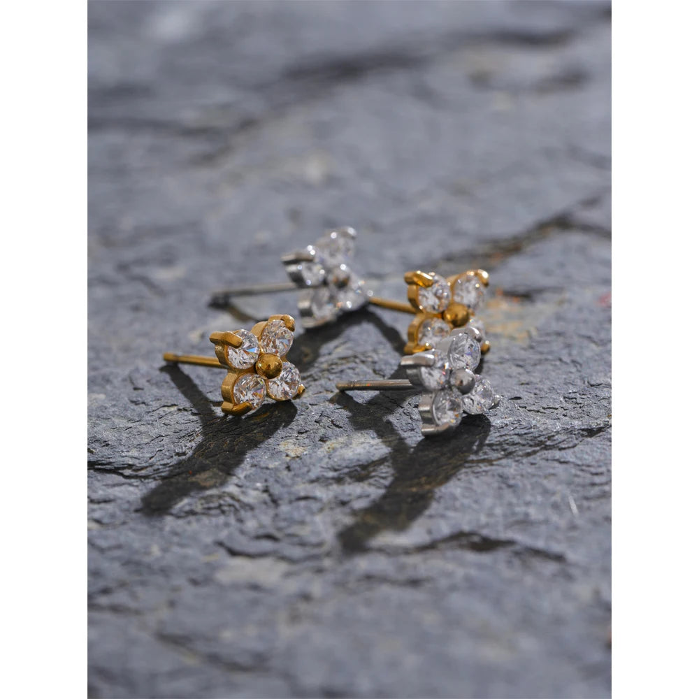 Esme Cubic-Zirconia Flower Stud Earrings