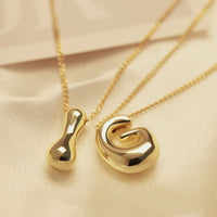 Freja Bubble-Letter Initial Necklace - Gold / D