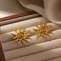 Marigold Sunburst Geometric Stud Earrings - Sunburst Elara / Gold