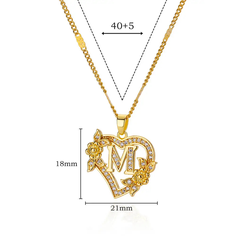 Callista Heart Initial Zircon Necklace - F