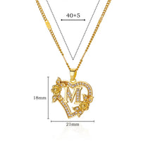 Callista Heart Initial Zircon Necklace - F