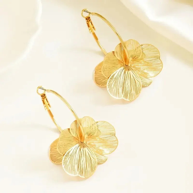 Jocelyn Double-Layer Flower Hoop Earrings - Rosalie / Gold